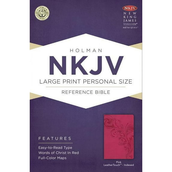 NKJV Large Print Personal Size Reference Bible, Pink LeatherTouch Indexed (Hardcover)