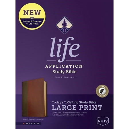 NKJV Life Application Study Bible/Large Print (Third Edition)-Brown/Mahogany LeatherLike Indexed