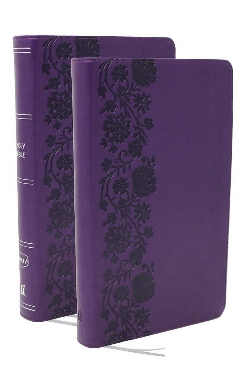 NKJV Bible + Journal Set: Personal Size, Large Print Bible with Cross-References, Purple Leathersoft, (Paperback)