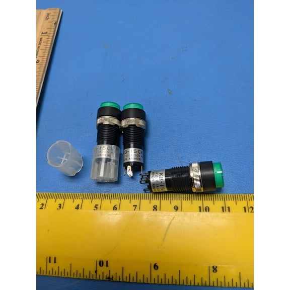 NKK SWITCH PUSHBUTTON SPDT 1A 125V , NKK KB15CKW01-5C-FB , GREEN ( 10 pcs )