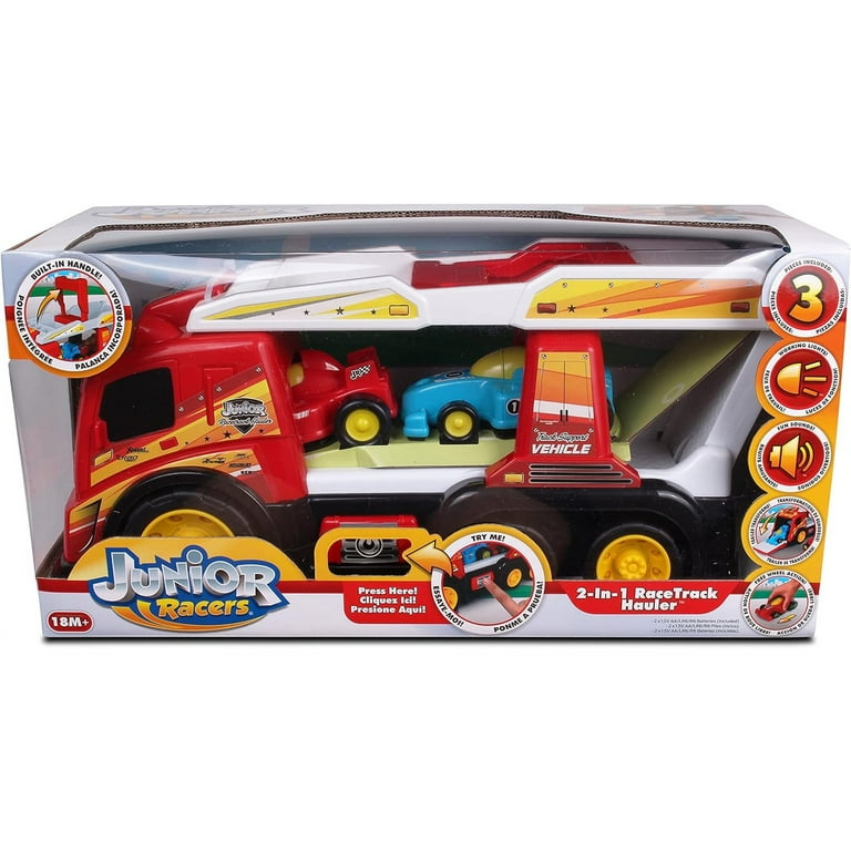 NKOK Junior Racers Lights and Sounds 2-in-1 Race Track Hauler w/ 2