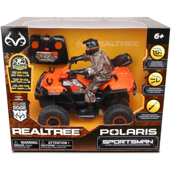 NKOK RealTree 1:8 Scale Radio Control Polaris Sportsman XP - #81433, With Turbo Boost & Rider, 2.4 GHz RC, RealTree Edge Camouflage, Officially Licensed, Ages 6+