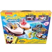 NKOK Super Slot Car Race Set - SpongeBob Squarepants - Hot Rod Boat Vehicles, 8 Adjustable Track Layout, 2 Player Controllers, Lap Counter, Kids 6+