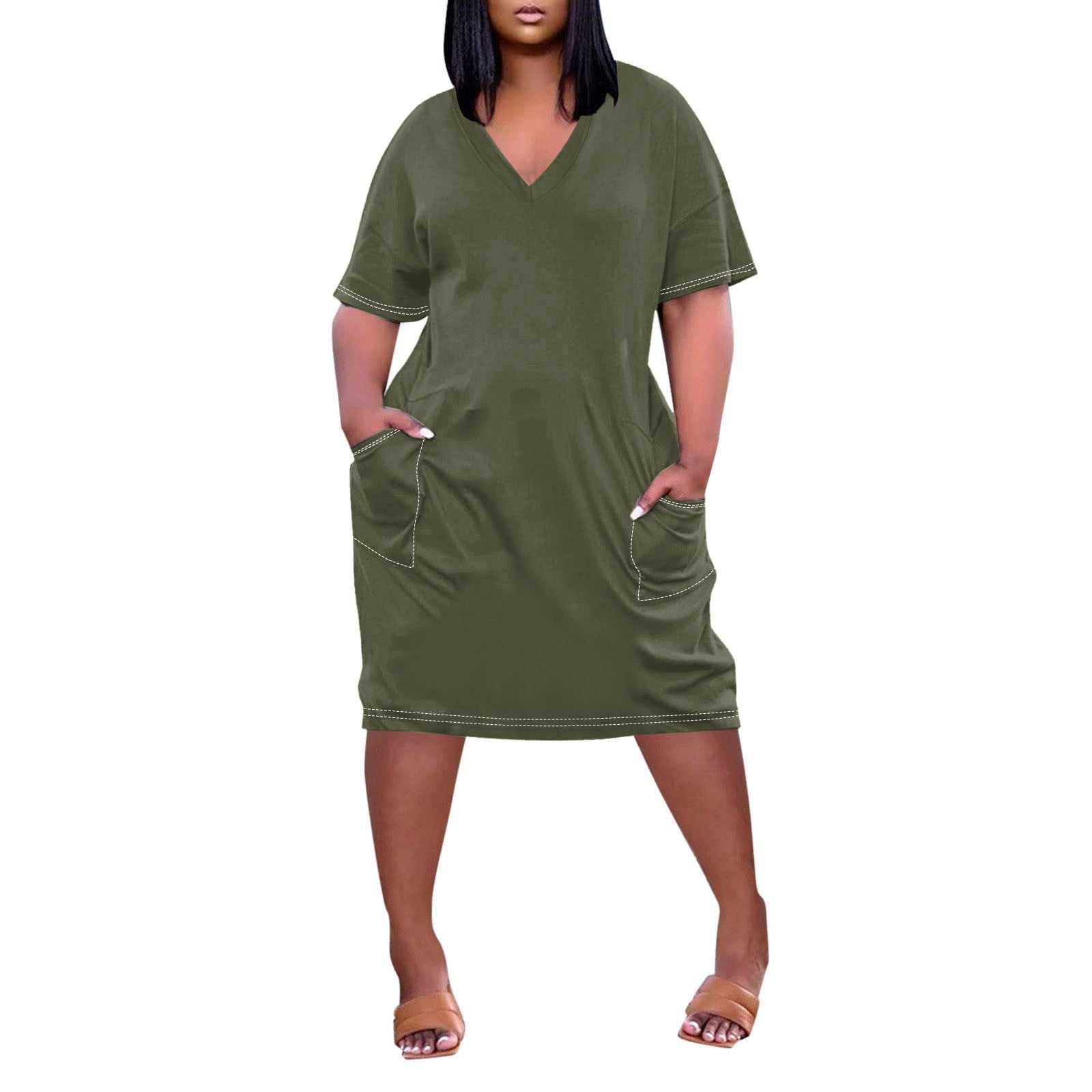 Cotton knit hot sale dresses plus size
