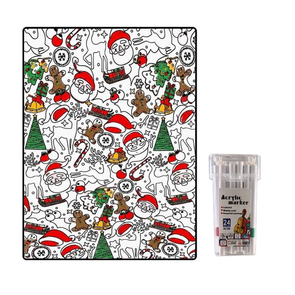 NKOOGH Christmas DIY Coloring Blanket Reusable Large Activity Mat Craft Set