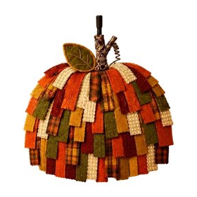 NKOOGH Fall Patchwork Pumpkin Decor Handmade Thanksgiving Tabletop Ornament