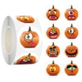 thumbnail image 1 of NKOOGH Halloween Pumpkin Cartoon Stickers Roll 500 Count Festive Decorative Labels One Size, 1 of 9