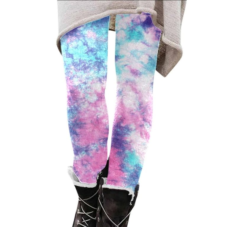 NKOOGH Insulated Leggings for Women Cold Weather Gothic Leggings 3X Women  Autumn And Winter Colorful Tie Dye Low Waist Leggings
