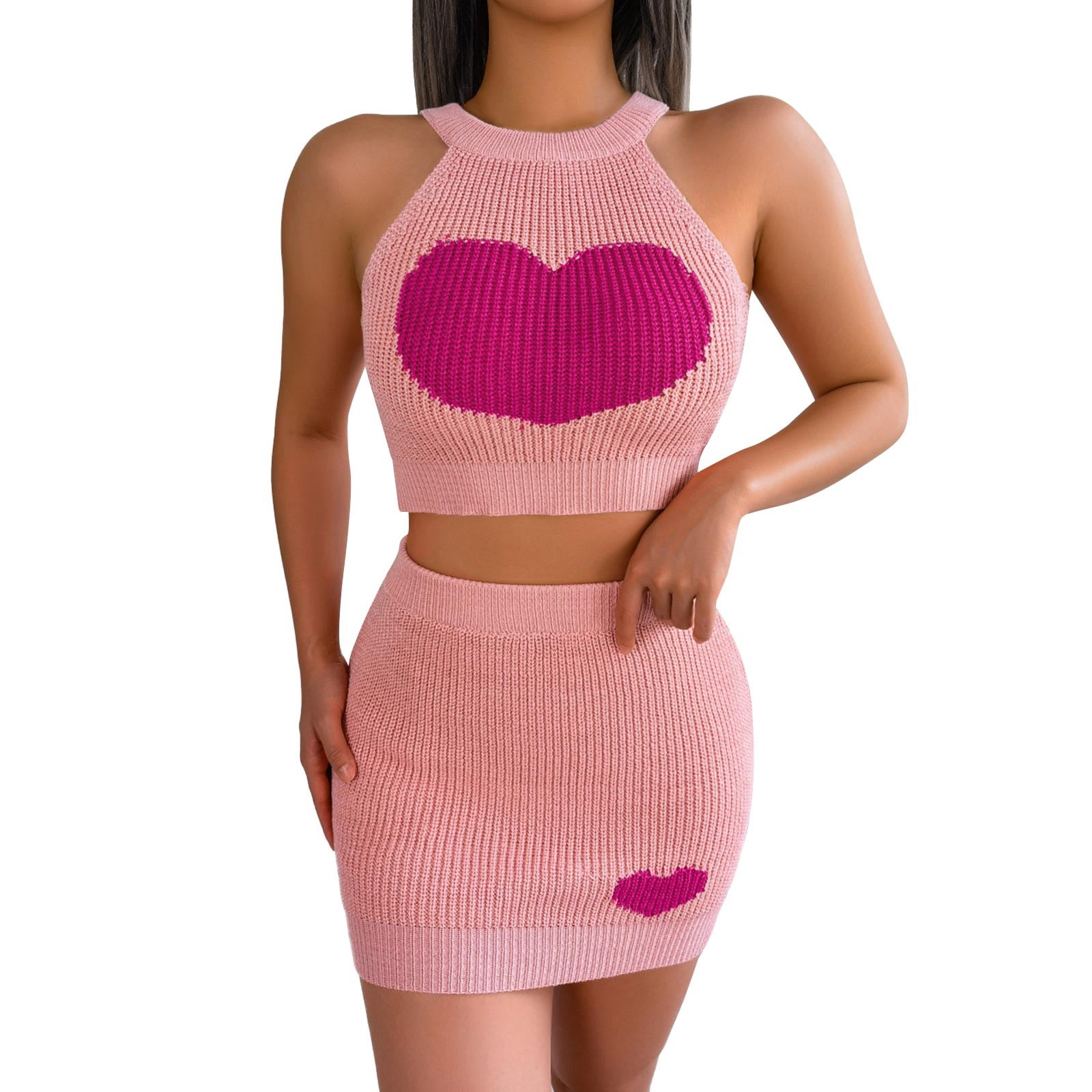 NKOOGH Long Sleeve Midi Dress Skirt Women Women s 2023 Summer Two Piece Outfits V Neck Puff Sleeve Crop Top And Flowy Maxi Skirt Set Walmart