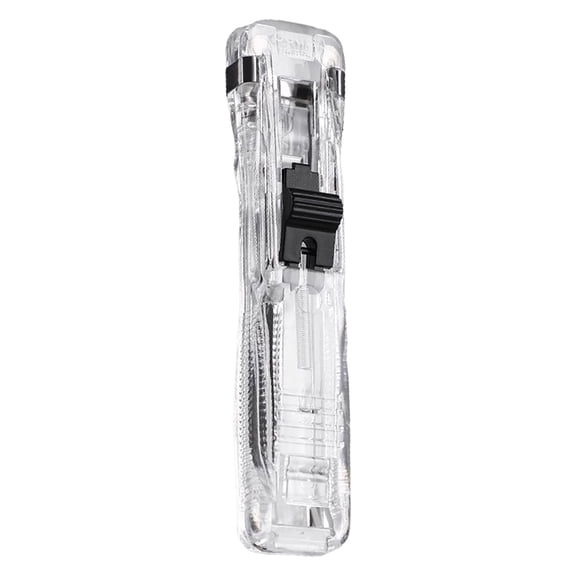 NKOOGH Transparent Push Clip Stapler for Paper Binding,Reusable,No-Hole Design,1PC