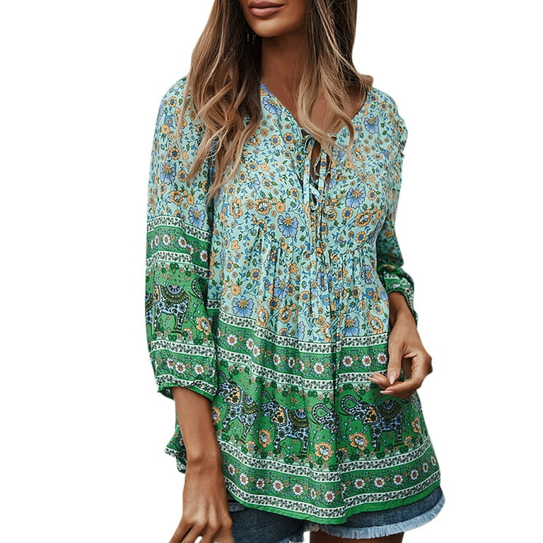 Thermal Button Shirt Women Women's Floral Print Casual Top V Neck Long  Sleeve Shirts Cotton Linen Blouse, Green-d, Medium : : Clothing,  Shoes & Accessories