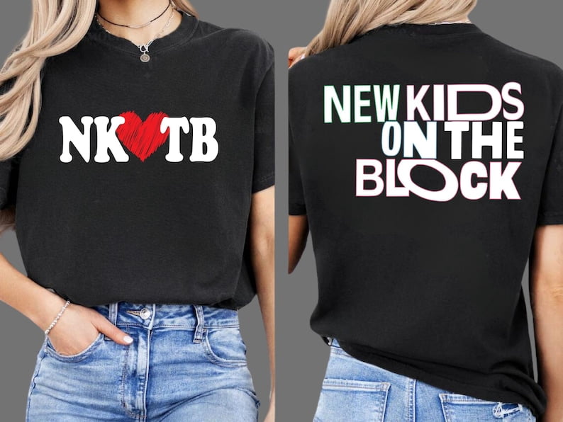 T-shirt NKOTB CUTLERY SUIT Men's Modern Pop Band NKOTB New Kids On The Block Vintage Pattern Cool T-Shirt Black S Vêtement Homme Fan NKOTB - 7