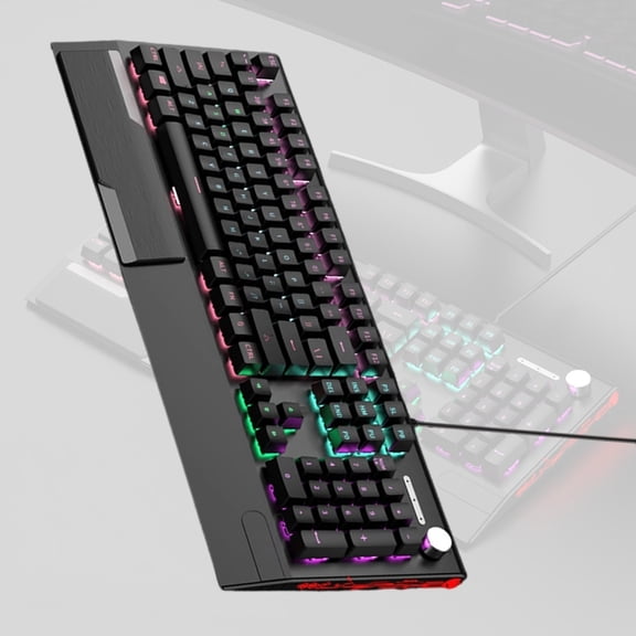 NKRO AntiGhosting 104Key Cord Mechanical Keyboards RGBs Backlit Ergonomic Design for Gaming and Office Use