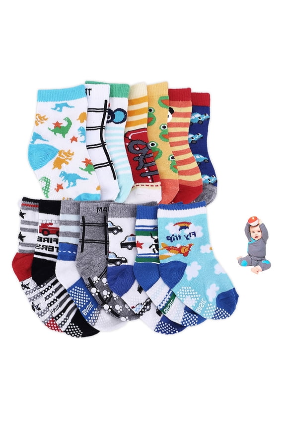 14 Pairs Baby Socks Boy Girl ABS Anti Non Slip 100% Cotton 6 months to 3 years