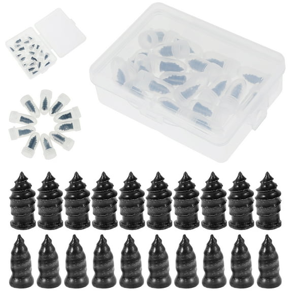NKTIER 20PCS Tire Repair Rubber Nail,Tire Repair Rubber Screws Black, Fast Tool Self-Service Tire Repair Nail