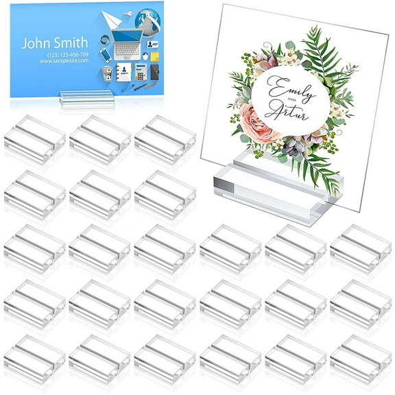 NKTIER 25PCS Acrylic Place Card Holder,Clear Wedding Table Number Card Display Stand Desktop Picture Clip Sign Holders For Wedding Meeting
