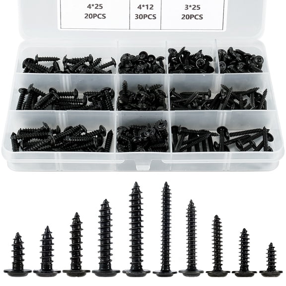 NKTIER 280pcs M3 M4 Screws Self Tapping Screws with Washers Pan Head Phillips Self Drilling Wood Screw Assortment Kit Zinc Plated Carbon Steel Screws Countersunk Machine Screw Fasteners