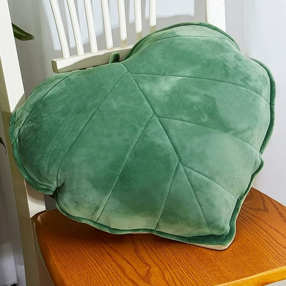 NKTIER 3D Leaf Shaped Throw Pillow,Decorative Plant Pillow Soft Plush Leaf Shaped Cushion Novelty Plush Backrest Pillow for Bedroom Sofa Living Room 20in