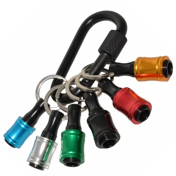 NKTIER 6Pcs 1/4 Inch Hex Shank Keychain Aluminum Alloy Drill Bits Keychain Screwdriver Bits Holder Drill Bit Socket Adapter Holder for Most Electric Hand-held Screwdrivers Drill Bits