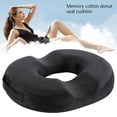 thumbnail image 1 of NKTIER Donut Ring Cushion Rebound Memory Foam with Luxury Cover for Relief of Hemorrhoids, Orthopedic Fixed Seat Cushion, Coccyx or Postpartum Pain Car, Wheelchair, Office, Black, 1 of 8