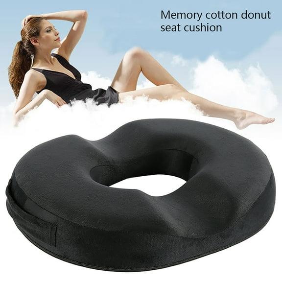 NKTIER Donut Ring Cushion Rebound Memory Foam with Luxury Cover for Relief of Hemorrhoids, Orthopedic Fixed Seat Cushion, Coccyx or Postpartum Pain Car, Wheelchair, Office, Black