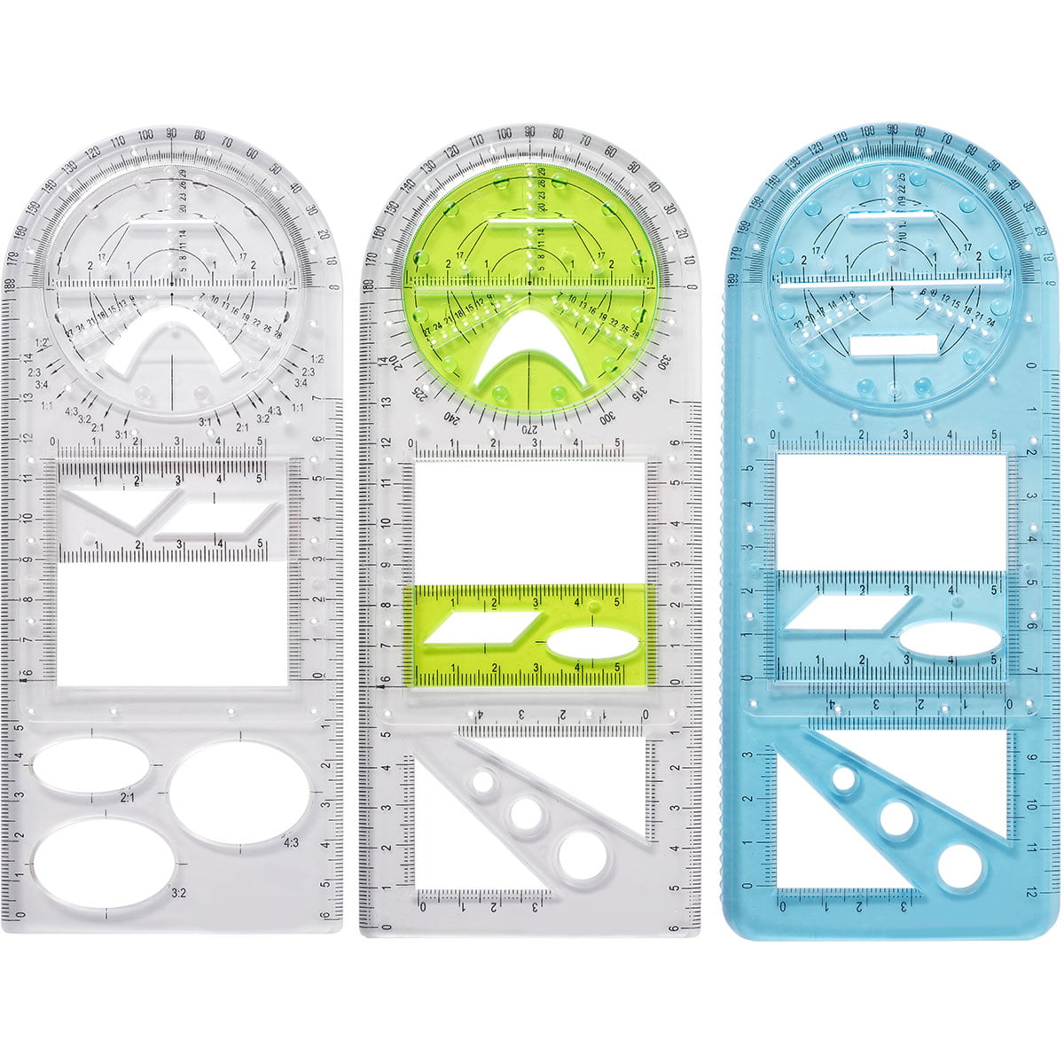  BUTIFULSIC 2Pcs Circle Template Circle Stencil Geometry Ruler Architecture  Supplies rulers for School Painting Tool Multi-Functional Geometric Ruler  Drawing Indoor Plastic Student : Office Products