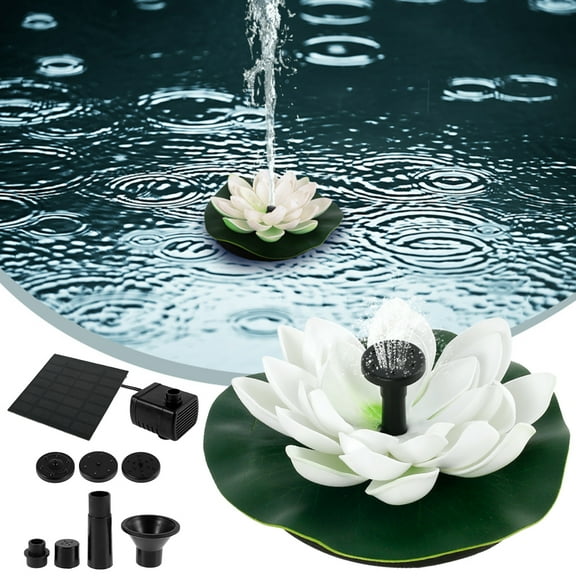 NKTIER Solar Fountain,Solar Lotus Fountain Water Lily Bird Bath Fountain,Artificial Floating Lotus Flowers Brushless Pumps For Fish Pond Garden Patio