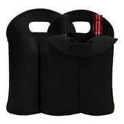 Hipiwe Wine Carrier Tote Bag 2 Bottle Insulated Neoprene Wine/Water Bottle Holder for Travel with Secure Carry Handle,Waterproof Insulated Wine Bag(2PCS)