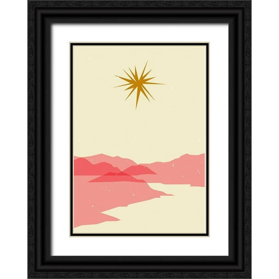 NKTN 11x14 Black Ornate Wood Framed with Double Matting Museum Art Print Titled - Sunny landscape