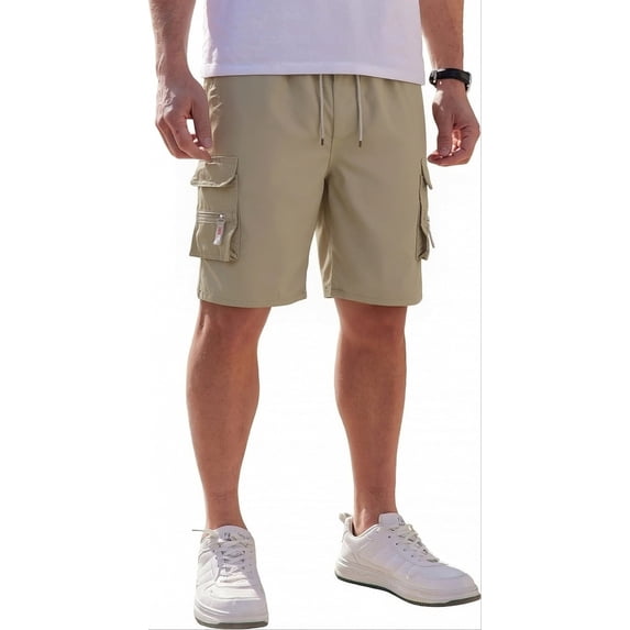NKZNKZ Cargo Shorts for Men Casual Cargo Style Work Shorts Cargo Shorts for Men Outdoor Quick Dry Lightweight Workwear Khaki SIZE L