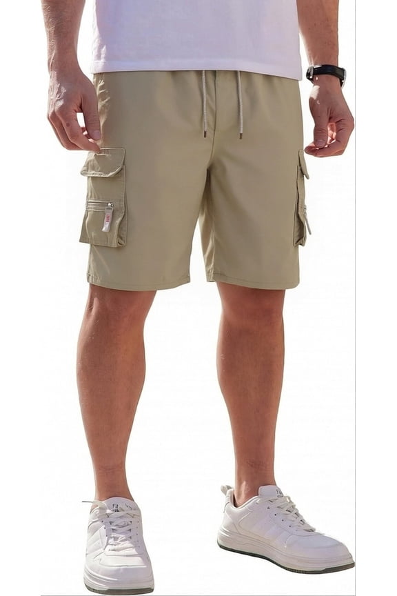 Cargo Shorts for Men Casual Cargo Style Work Shorts Cargo Shorts for Men Outdoor Quick Dry Lightweight Workwear Khaki SIZE M