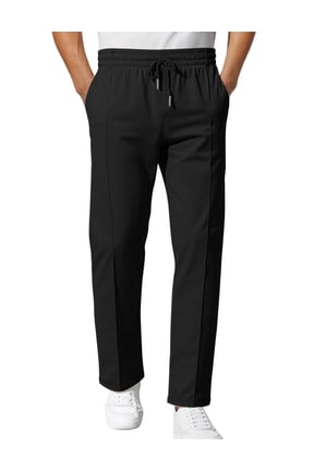 Men's Business Casual Pants Mens Casual Pants Business Straight Leg Formal Pants Stretch Chinos Elastic Waist Flat Front Tapered Trousers for Spring Autumn COLOR:BLACK,SIZE:XL