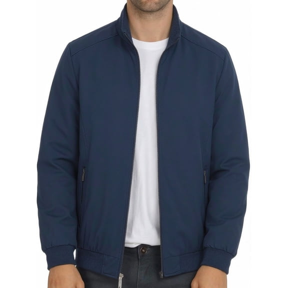 NKZNKZ Men's Lightweight Jackets Casual Windbreaker Men's Casual Varsity Bomber Jacket Lightweight Outerwear Jackets Zip Up Collared Jacket COLOR BLUE SIZE:L