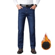NKZNKZ Mens Thermal Fleece Lined Jeans Pants Jeans for Men Male Fleece Warm Lined Winter Winter Thermal Warm Flannel Stretch Jeans SIZE30