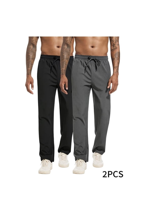 Men's casual pants moisture-wicking, quick-drying, lightweight, Lightweight Drawstring Trouser Casual Summer Beach Pants 2 Color black*1+gray*1 SIZE:XL