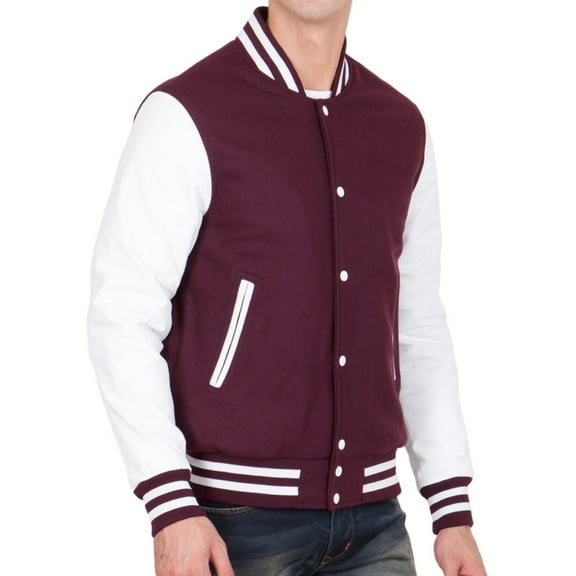 NKZNKZ Varsity Jacket Men Men's Baseball Jacket Outerwear Jackets High School Letterman Bomber Style Baseball Jackets For Men RED L