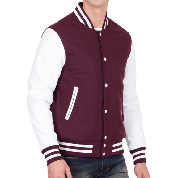 NKZNKZ Varsity Jacket Men Men's Baseball Jacket Outerwear Jackets High School Letterman Bomber Style Baseball Jackets For Men RED XXL