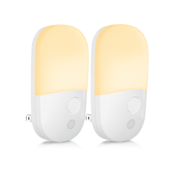 NL'AAHC LED Plug-in Night Lights, Auto Dusk-to-Dawn Sensor, 3-Step Dimmable, Adjustable Brightness for Bedroom, Bathroom, Kitchen, Hallway, Stairs, 2-Pack