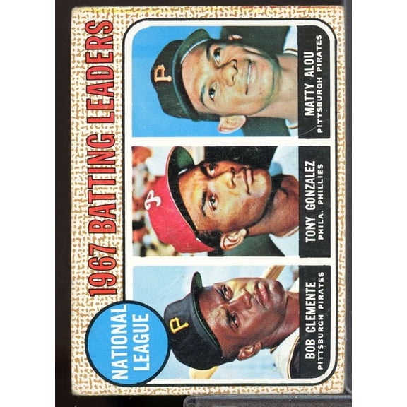 NL Batting Leaders/Roberto Clemente/Tony Gonzalez/Matty Alou Card 1968 Topps #1