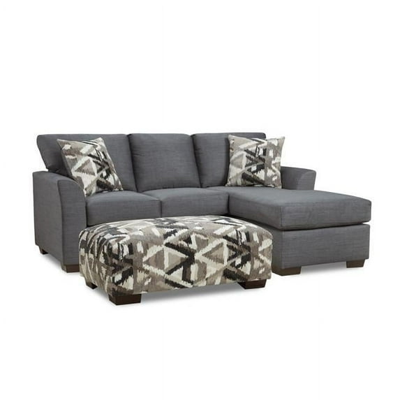 NL700-CHAR-CHOF-LOVE-OTT-SET William Sofa Sectional with Reversible Chaise, Loveseat & Rectangle Ottoman Set, Charcoal - 3 Piece