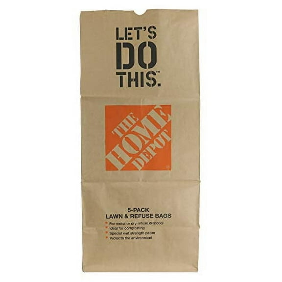 NLAVNG Heavy Duty Brown Paper 30 Gallon Lawn and Refuse Bags for Home and Garden (15 Lawn Bags) 2 Case of Pack of 15 Lawn Bags