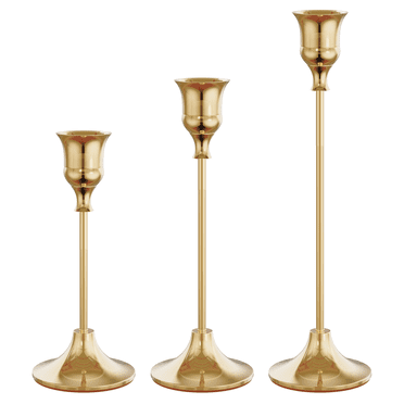 NLBTW Set of 3 French Gold Candlestick Holders, Taper Candle Holders for Wedding, Party Decor