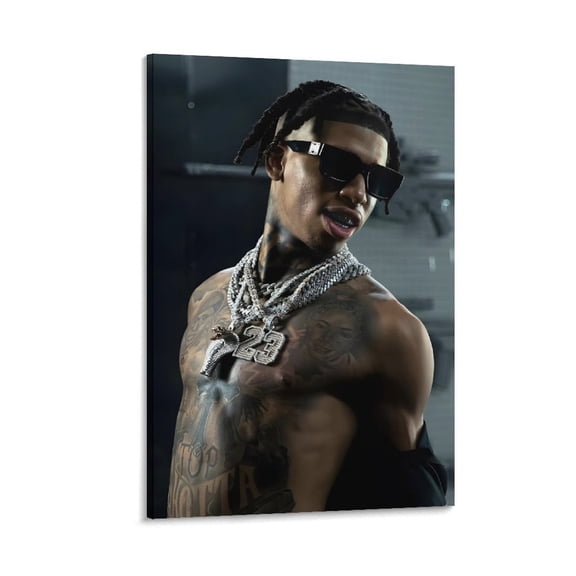 NLE Choppa Rapper Boy Cool Poster Artworks Canvas Poster Room Aesthetic Wall Art Prints Home Modern Decor Gifts 24x36inch(60x90cm)
