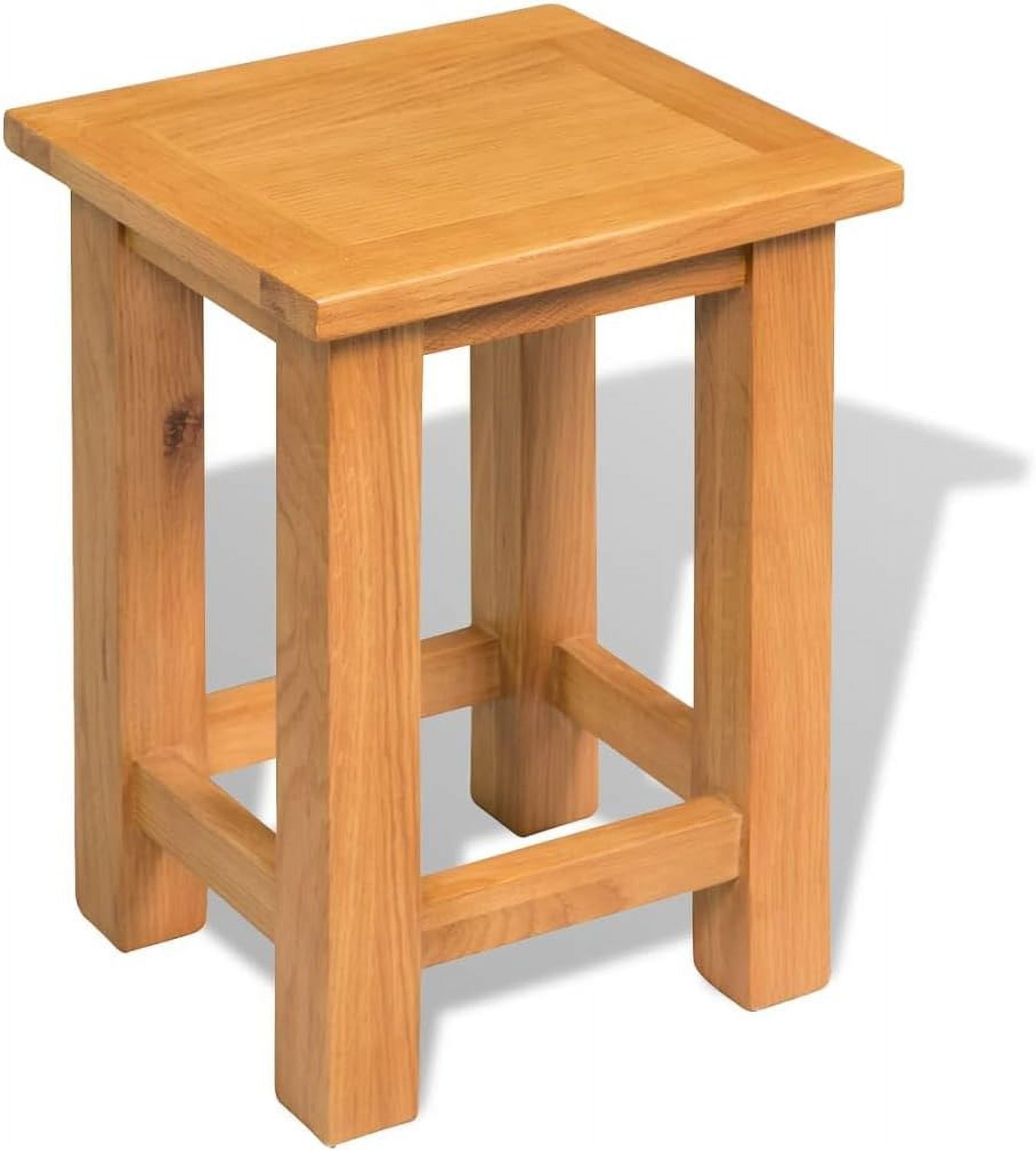Compact Solid Oak Rectangular Side Table in Brown