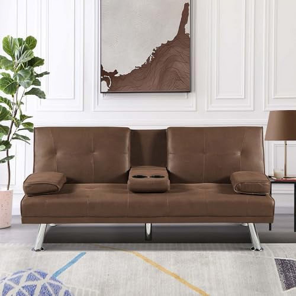 NLIBOOMLife Futon Sofa Bed Modern Convertible Upholstered Faux Leather Loveseat Sleeper Sofa
