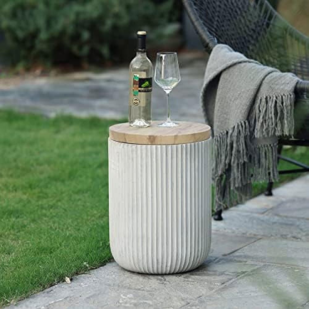 NLIBOOMLife LuxenHome Outdoor 18 Inch Cement End Tables for Patio