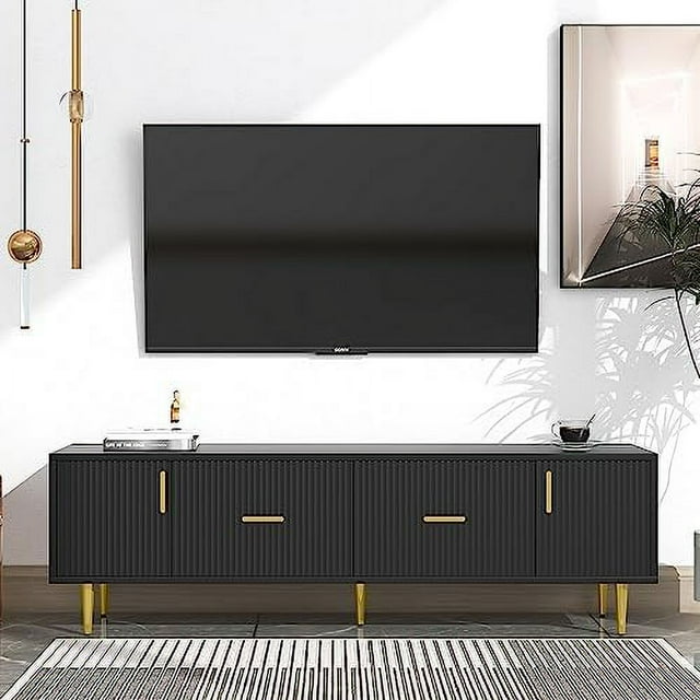 NLIBOOMLife Modern TV Stand with 3 Drawers and Open Shelves Wood ...