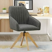NLIBOOMLife Swivel Accent Chairs with No Wheels  Mid Century Desk Armchair with Solid Wood Legs  Modern Linen Compy Desk Chair for Bedroom Living Room  Dining Room  Guestroom  Office (Gre