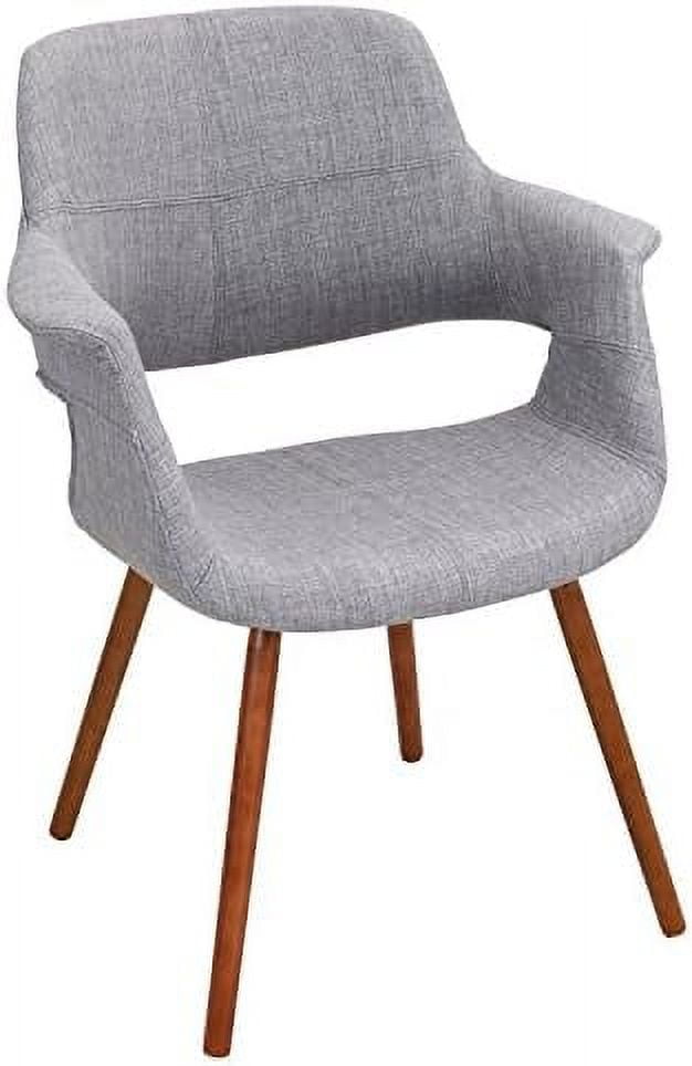 Mid-Century Modern Light Grey Parsons Arm Chair with Walnut Wood Legs