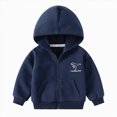 thumbnail image 1 of NLOMOCT Baby Girl Jacket Teen Boy Long Sleeve Zip Hooded Tops Soft Fleece Casual Outer Jacket Navy,12-18 Months, 1 of 4